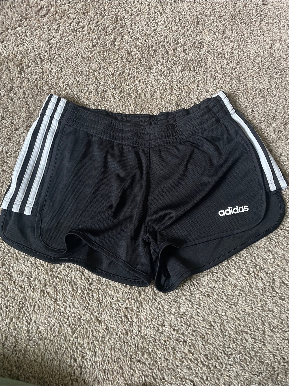 adidas Black Women’s Athletic Shorts with White Side Stripes